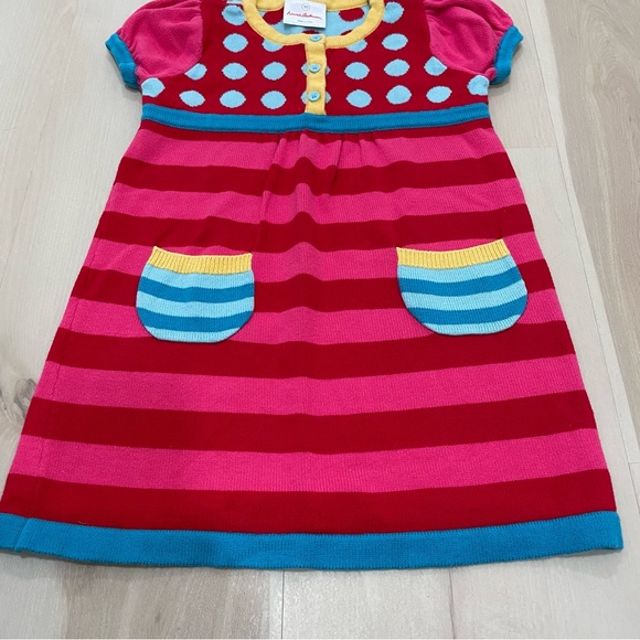 EUC Hanna Andersson Sweater Dress Short Sleeve Size 3 (90). Pink,Blue,Red,Yellow - Picture 2 of 9